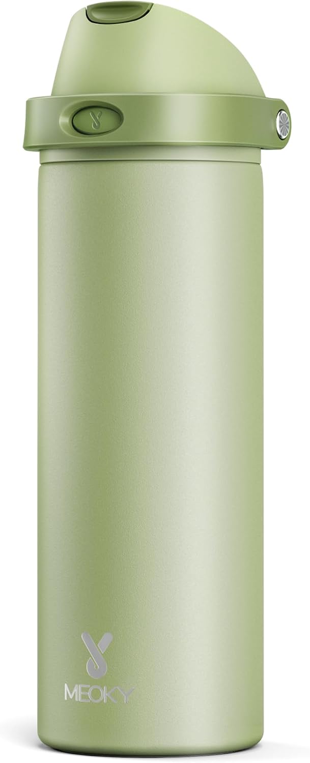 32 oz Insulated Water Bottle with Straw: Stainless Steel Metal Water Bottle with 2-in-1 Lid - Leak Proof, Cold for 24 Hours, Protective Silicone Base, BPA-Free for Sports Gym, Sage - Colors A