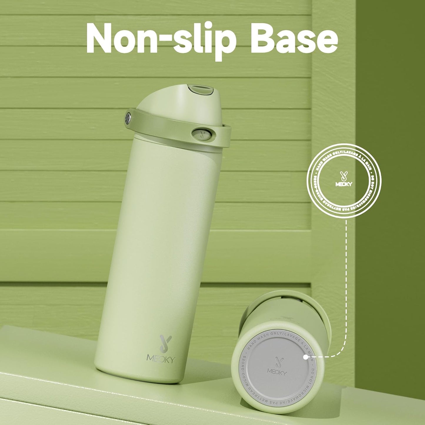 32 oz Insulated Water Bottle with Straw: Stainless Steel Metal Water Bottle with 2-in-1 Lid - Leak Proof, Cold for 24 Hours, Protective Silicone Base, BPA-Free for Sports Gym, Sage - Colors A