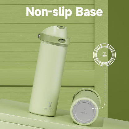 32 oz Insulated Water Bottle with Straw: Stainless Steel Metal Water Bottle with 2-in-1 Lid - Leak Proof, Cold for 24 Hours, Protective Silicone Base, BPA-Free for Sports Gym, Sage - Colors A