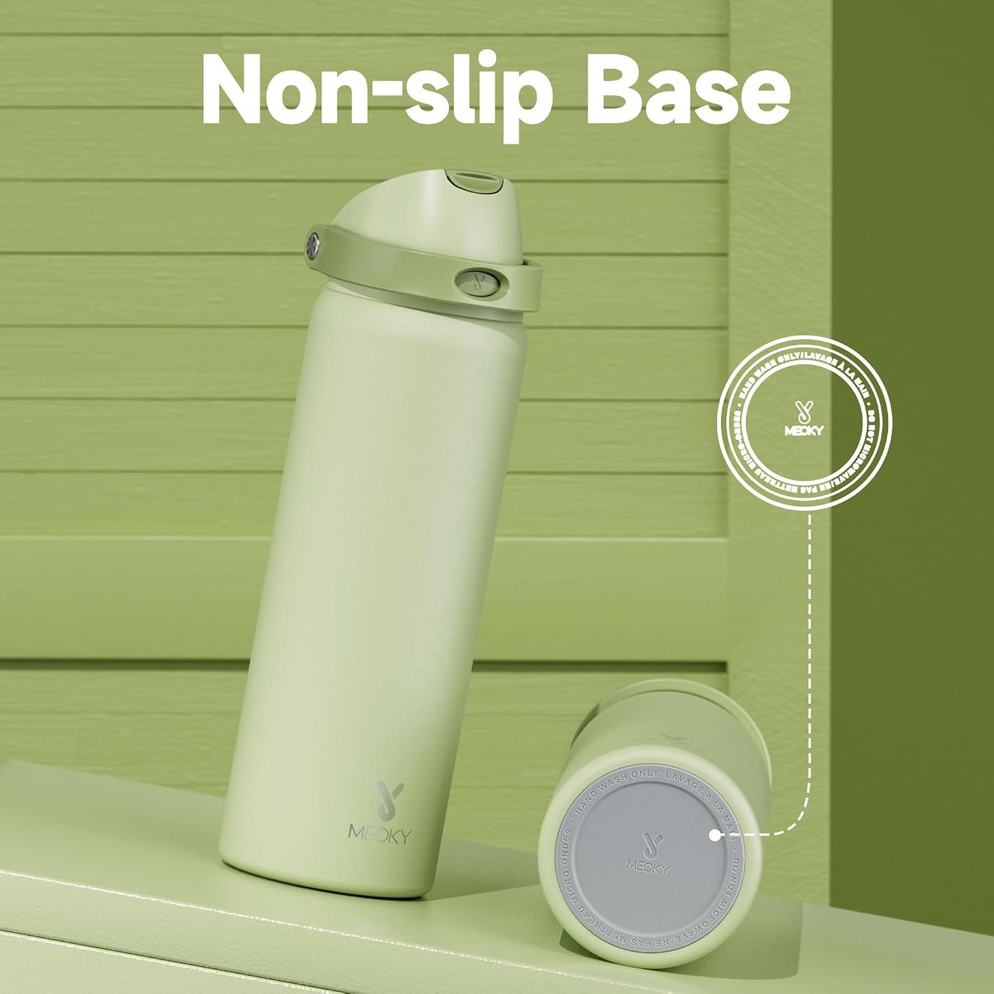 32 oz Insulated Water Bottle with Straw: Stainless Steel Metal Water Bottle with 2-in-1 Lid - Leak Proof, Cold for 24 Hours, Protective Silicone Base, BPA-Free for Sports Gym, Sage - Colors A