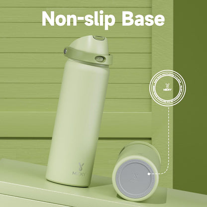 32 oz Insulated Water Bottle with Straw: Stainless Steel Metal Water Bottle with 2-in-1 Lid - Leak Proof, Cold for 24 Hours, Protective Silicone Base, BPA-Free for Sports Gym, Sage - Colors A
