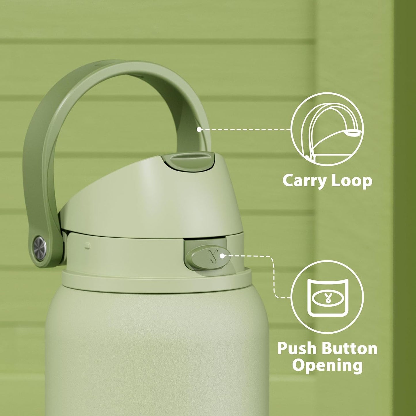 32 oz Insulated Water Bottle with Straw: Stainless Steel Metal Water Bottle with 2-in-1 Lid - Leak Proof, Cold for 24 Hours, Protective Silicone Base, BPA-Free for Sports Gym, Sage - Colors A