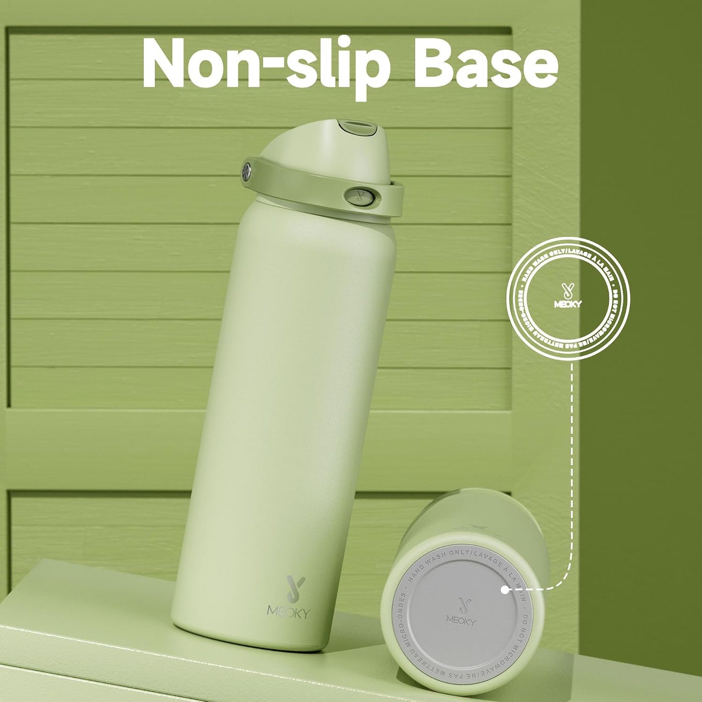 32 oz Insulated Water Bottle with Straw: Stainless Steel Metal Water Bottle with 2-in-1 Lid - Leak Proof, Cold for 24 Hours, Protective Silicone Base, BPA-Free for Sports Gym, Sage - Colors A