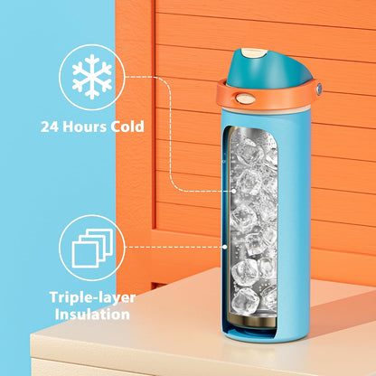 32 oz Insulated Water Bottle with Straw: Stainless Steel Metal Water Bottle with 2-in-1 Lid - Leak Proof, Cold for 24 Hours, Protective Silicone Base, BPA-Free for Sports Gym, Sage - Colors A