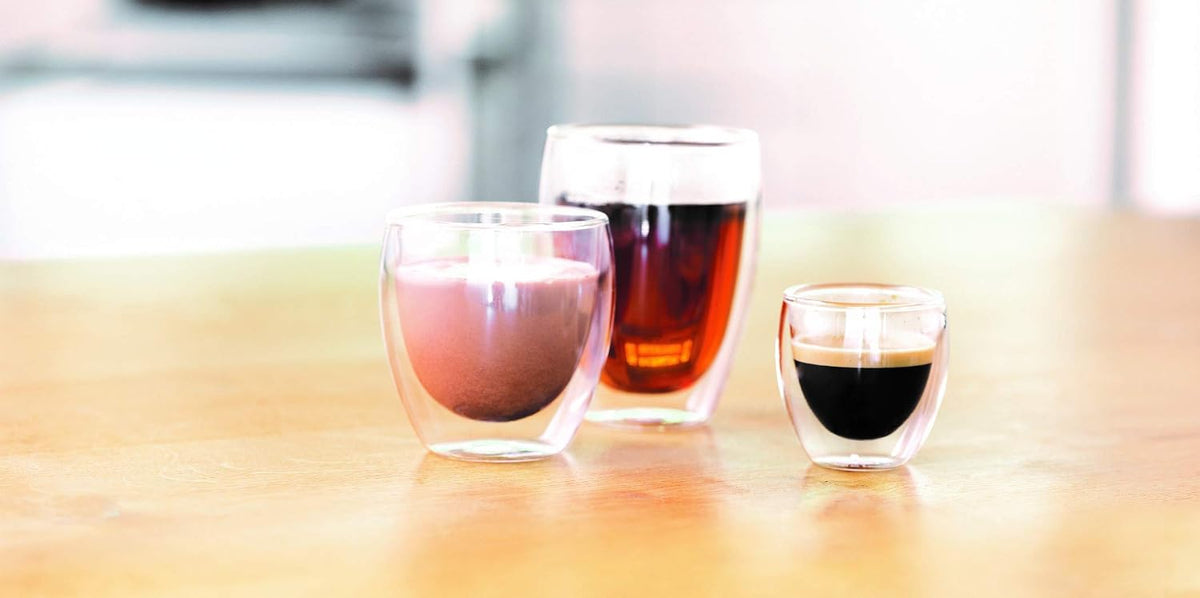 8oz Pavina Double Wall Glasses, High Heat Borosilicate Glass, Set of 2, Clear
