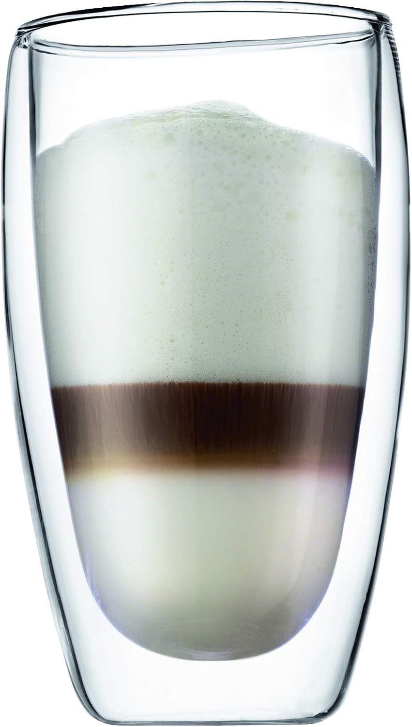 8oz Pavina Double Wall Glasses, High Heat Borosilicate Glass, Set of 2, Clear