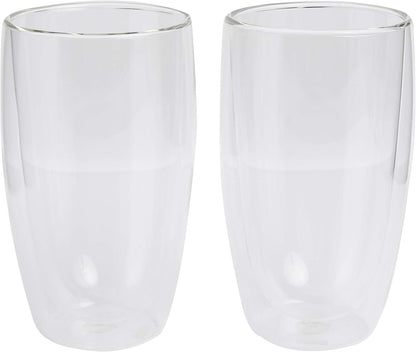 8oz Pavina Double Wall Glasses, High Heat Borosilicate Glass, Set of 2, Clear