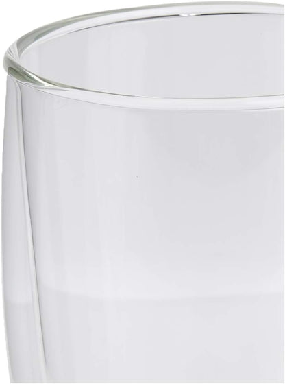 8oz Pavina Double Wall Glasses, High Heat Borosilicate Glass, Set of 2, Clear