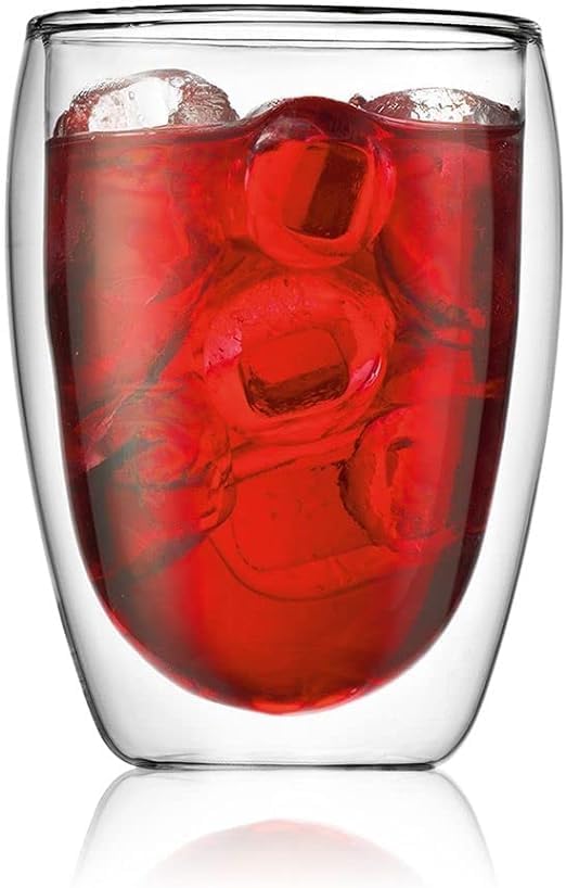 8oz Pavina Double Wall Glasses, High Heat Borosilicate Glass, Set of 2, Clear