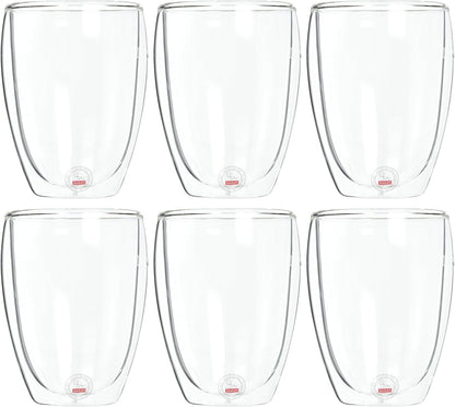 8oz Pavina Double Wall Glasses, High Heat Borosilicate Glass, Set of 2, Clear