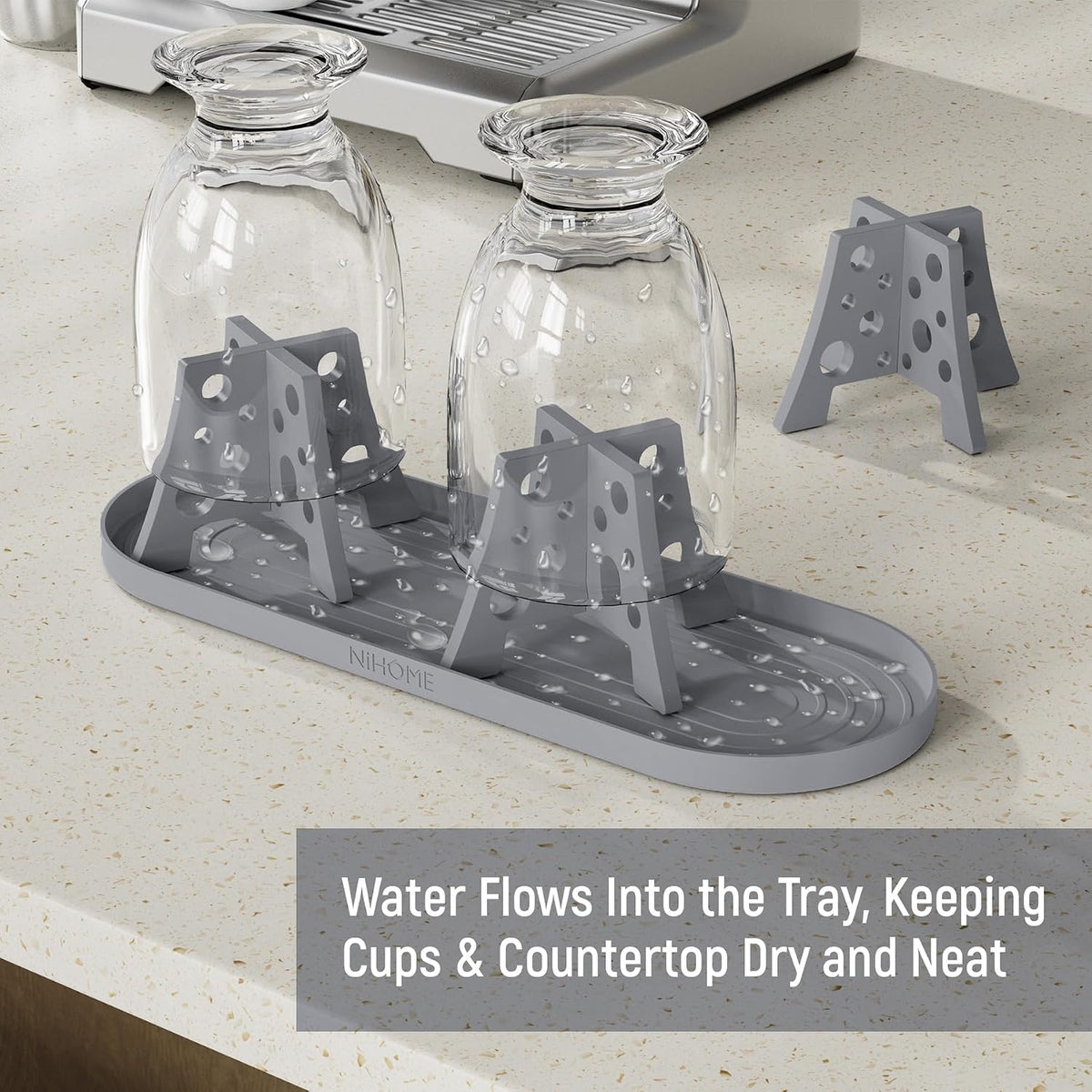 Silicone Water Bottle Drying Racks Set of 3 with Drip Tray,Cheese Style for Faster Drying,Bottle Dryer Racks Fit for Stanley YETI Cups Owala Sports Bottle Baby Bottle Thermoses Mugs