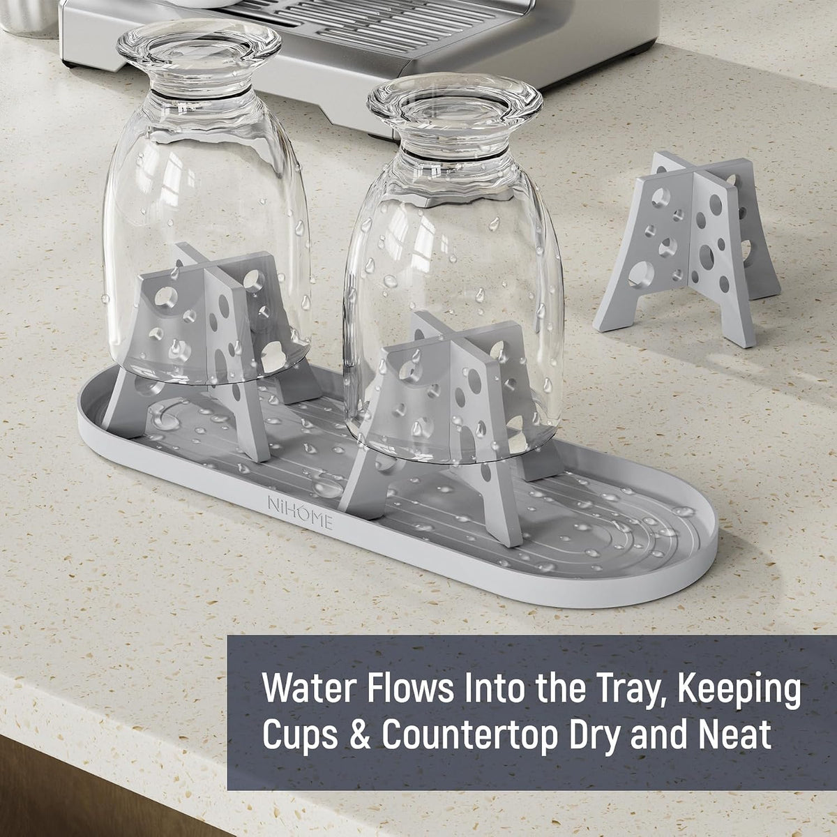 Silicone Water Bottle Drying Racks Set of 3 with Drip Tray,Cheese Style for Faster Drying,Bottle Dryer Racks Fit for Stanley YETI Cups Owala Sports Bottle Baby Bottle Thermoses Mugs