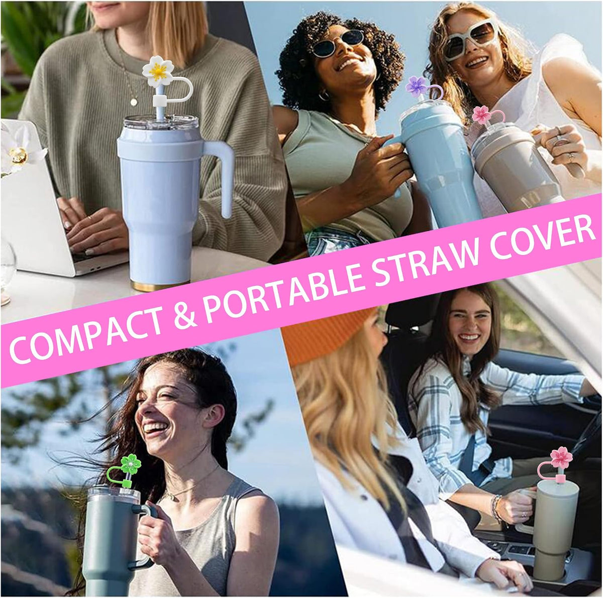 Straw Cover Cap for Stanley Cup,Silicone Straw Topper 10 mm 0.4 in Reusable Straw Tips Lids,Straw Tip Covers for Stanley Cups Accessories