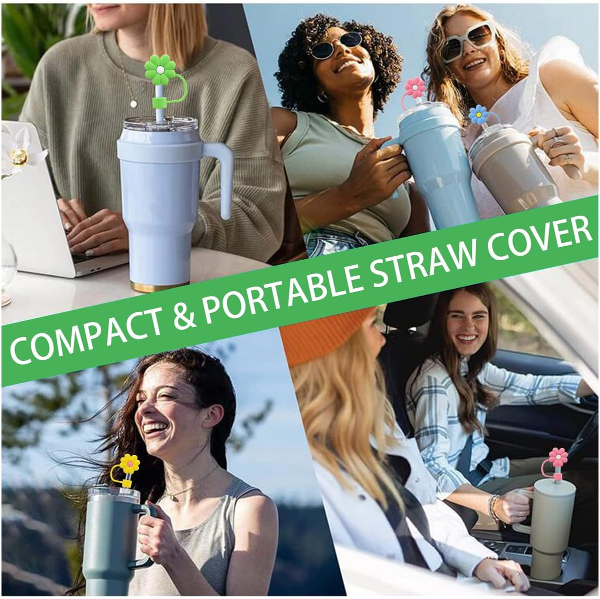 Straw Cover Cap for Stanley Cup,Silicone Straw Topper 10 mm 0.4 in Reusable Straw Tips Lids,Straw Tip Covers for Stanley Cups Accessories