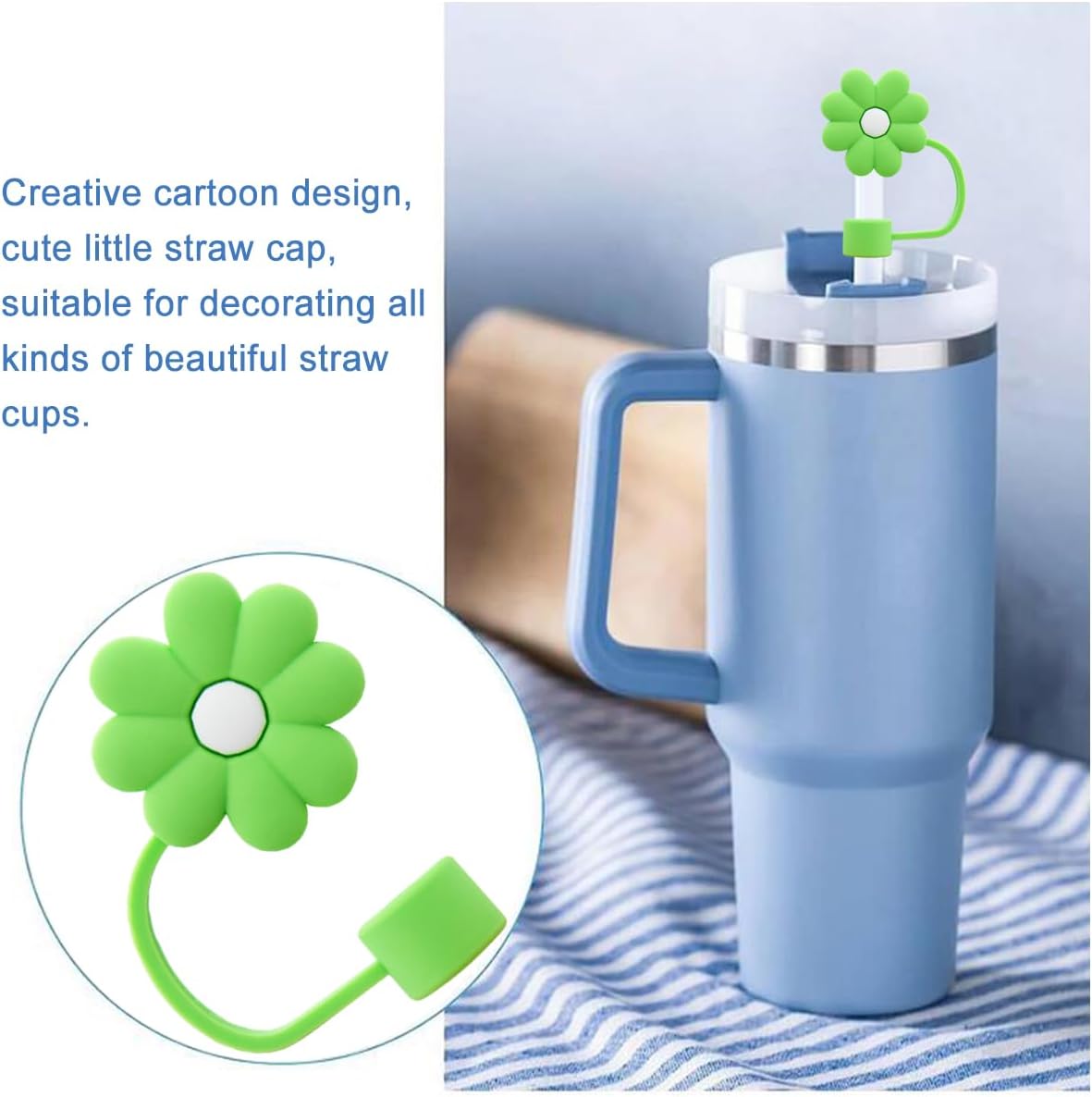 Straw Cover Cap for Stanley Cup,Silicone Straw Topper 10 mm 0.4 in Reusable Straw Tips Lids,Straw Tip Covers for Stanley Cups Accessories