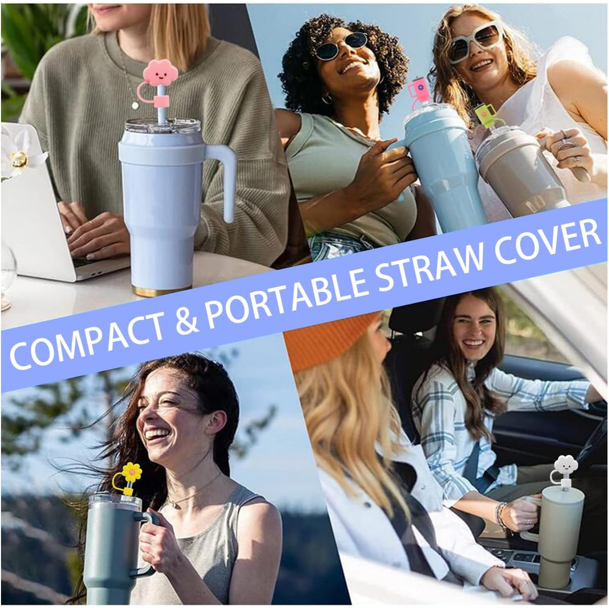 Straw Cover Cap for Stanley Cup,Silicone Straw Topper 10 mm 0.4 in Reusable Straw Tips Lids,Straw Tip Covers for Stanley Cups Accessories