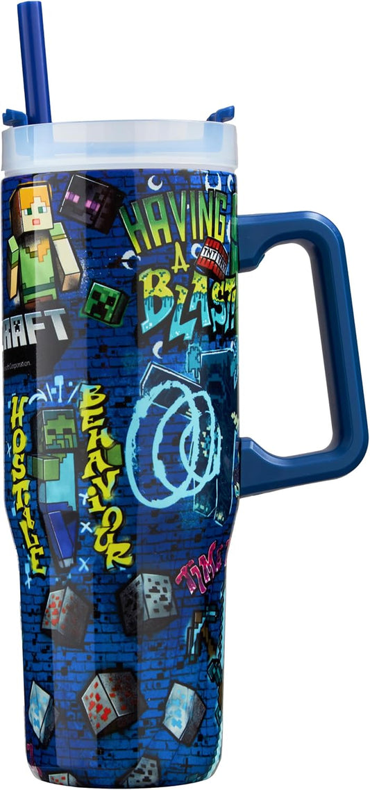 Pokemon Tumbler with Handle and Straw 32 oz, Keeps Hot 8 Hrs, Cold 12H & Ice 42H, BPA-Free Insulated Stainless Steel Water Bottle, Travel Mug, Gamer Gifts (Multi Pokemon)