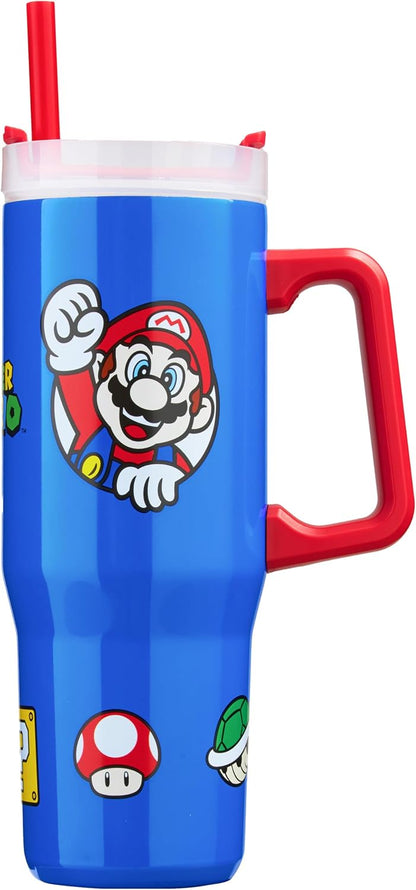 Pokemon Tumbler with Handle and Straw 32 oz, Keeps Hot 8 Hrs, Cold 12H & Ice 42H, BPA-Free Insulated Stainless Steel Water Bottle, Travel Mug, Gamer Gifts (Multi Pokemon)