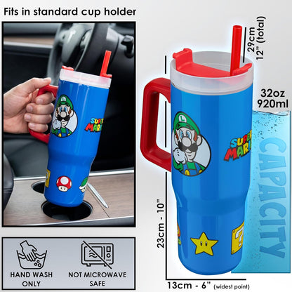 Pokemon Tumbler with Handle and Straw 32 oz, Keeps Hot 8 Hrs, Cold 12H & Ice 42H, BPA-Free Insulated Stainless Steel Water Bottle, Travel Mug, Gamer Gifts (Multi Pokemon)