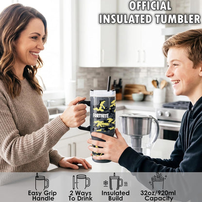 Pokemon Tumbler with Handle and Straw 32 oz, Keeps Hot 8 Hrs, Cold 12H & Ice 42H, BPA-Free Insulated Stainless Steel Water Bottle, Travel Mug, Gamer Gifts (Multi Pokemon)