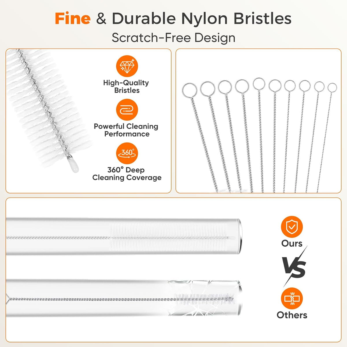Long Straw Cleaner Brush Set, 8.7 Inch Cleaning Brushes, 10 Pack