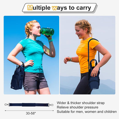 32-40 oz Crossbody Water Bottle Carrier Bag with Phone Pocket, Black