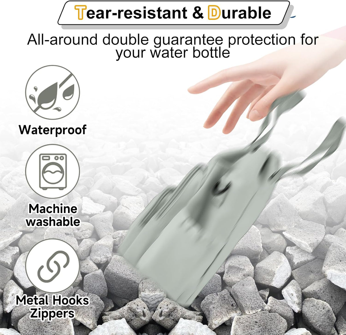 32-40 oz Crossbody Water Bottle Carrier Bag with Phone Pocket, Black