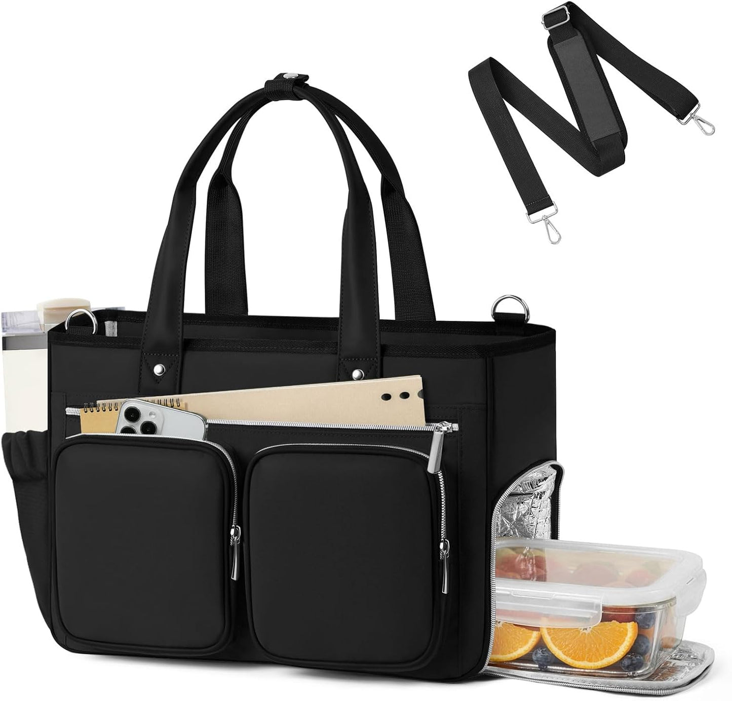 Teacher Tote Bag with Insulated Lunch Compartment 15.6" Laptop Bag
