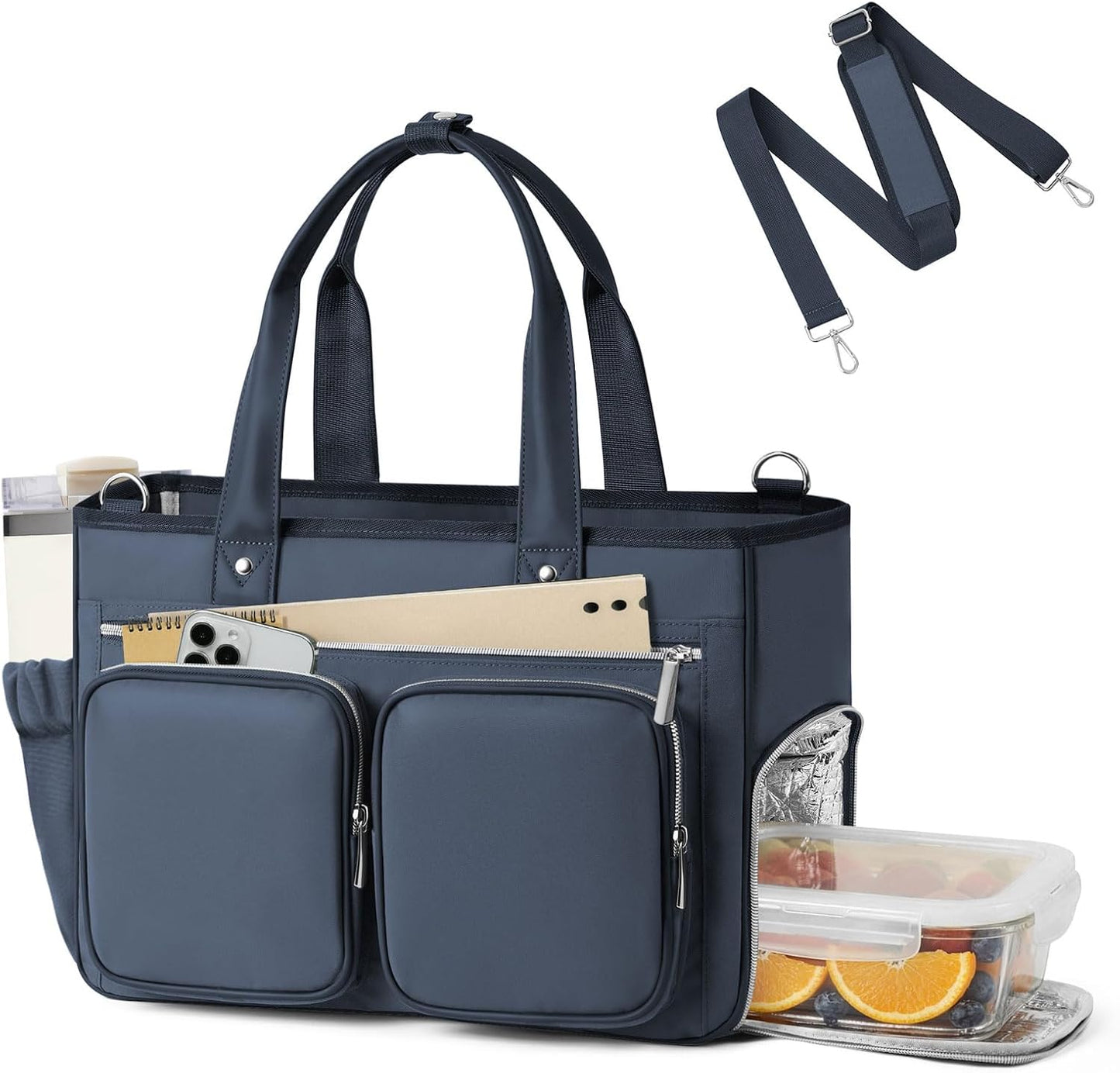 Teacher Tote Bag with Insulated Lunch Compartment 15.6" Laptop Bag