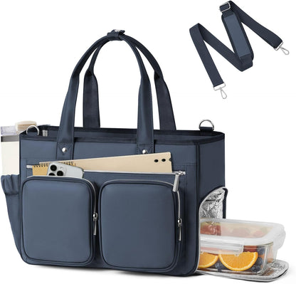 Teacher Tote Bag with Insulated Lunch Compartment 15.6" Laptop Bag