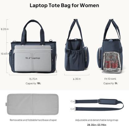 Teacher Tote Bag with Insulated Lunch Compartment 15.6" Laptop Bag