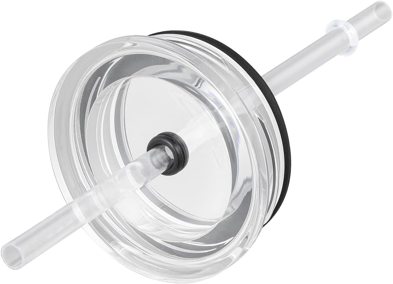 2pack Screw-on Straw Lid, Fit YETI Stronghold 20 oz Travel Mug ONLY, Black+Clear