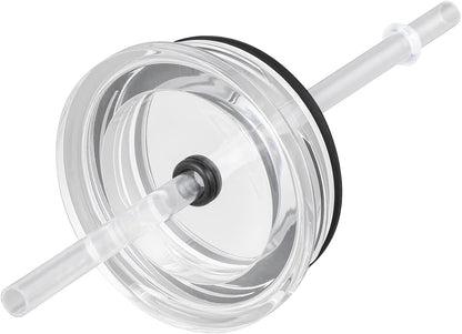 2pack Screw-on Straw Lid, Fit YETI Stronghold 20 oz Travel Mug ONLY, Black+Clear