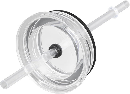 2pack Screw-on Straw Lid, Fit YETI Stronghold 20 oz Travel Mug ONLY, Black+Clear