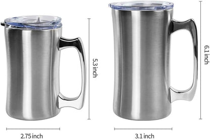 Stainless Steel Double Walled Mugs 20 oz Metal Coffee & Tea &Wine Cup Mug Insulated Cups with Handles Keep Drinks Cold or Hot Longer