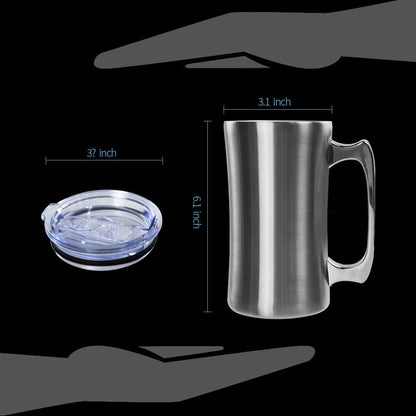Stainless Steel Double Walled Mugs 20 oz Metal Coffee & Tea &Wine Cup Mug Insulated Cups with Handles Keep Drinks Cold or Hot Longer