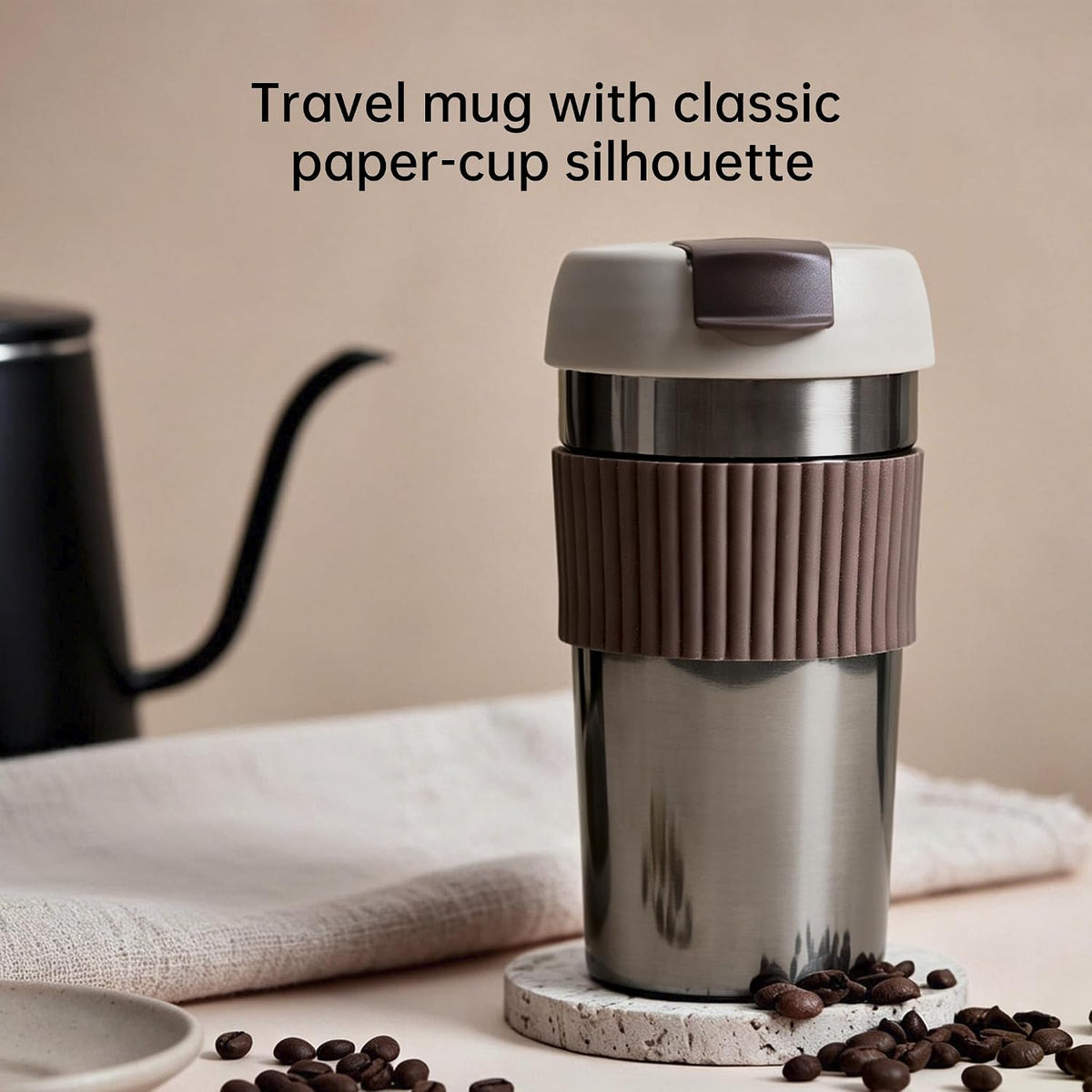 Stainless Steel Coffee Travel Mug, Insulated Coffee Tumbler Grey 16oz