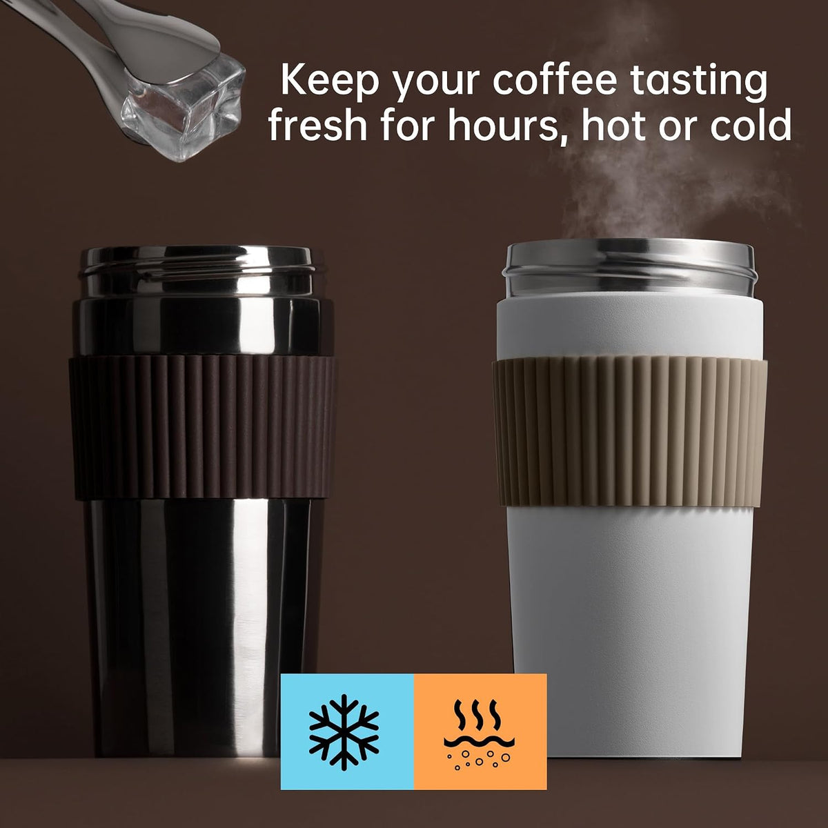 Stainless Steel Coffee Travel Mug, Insulated Coffee Tumbler Grey 16oz