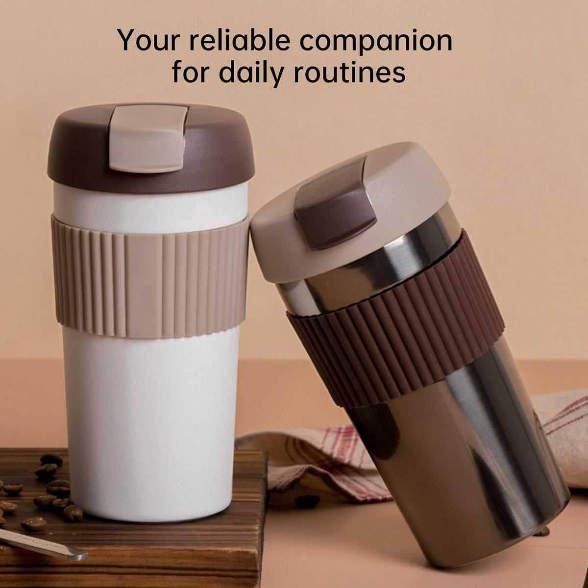 Stainless Steel Coffee Travel Mug, Insulated Coffee Tumbler Grey 16oz