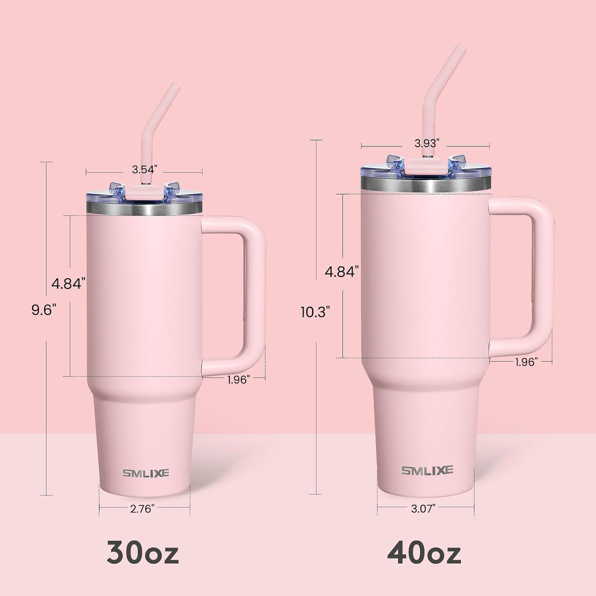 40 oz Tumbler with Handle and Straw Lid,Insulated Reusable Stainless Steel Water Bottle Travel Mug，Cupholder Friendly Double Wall Vacuum Sealed Cup (Black)