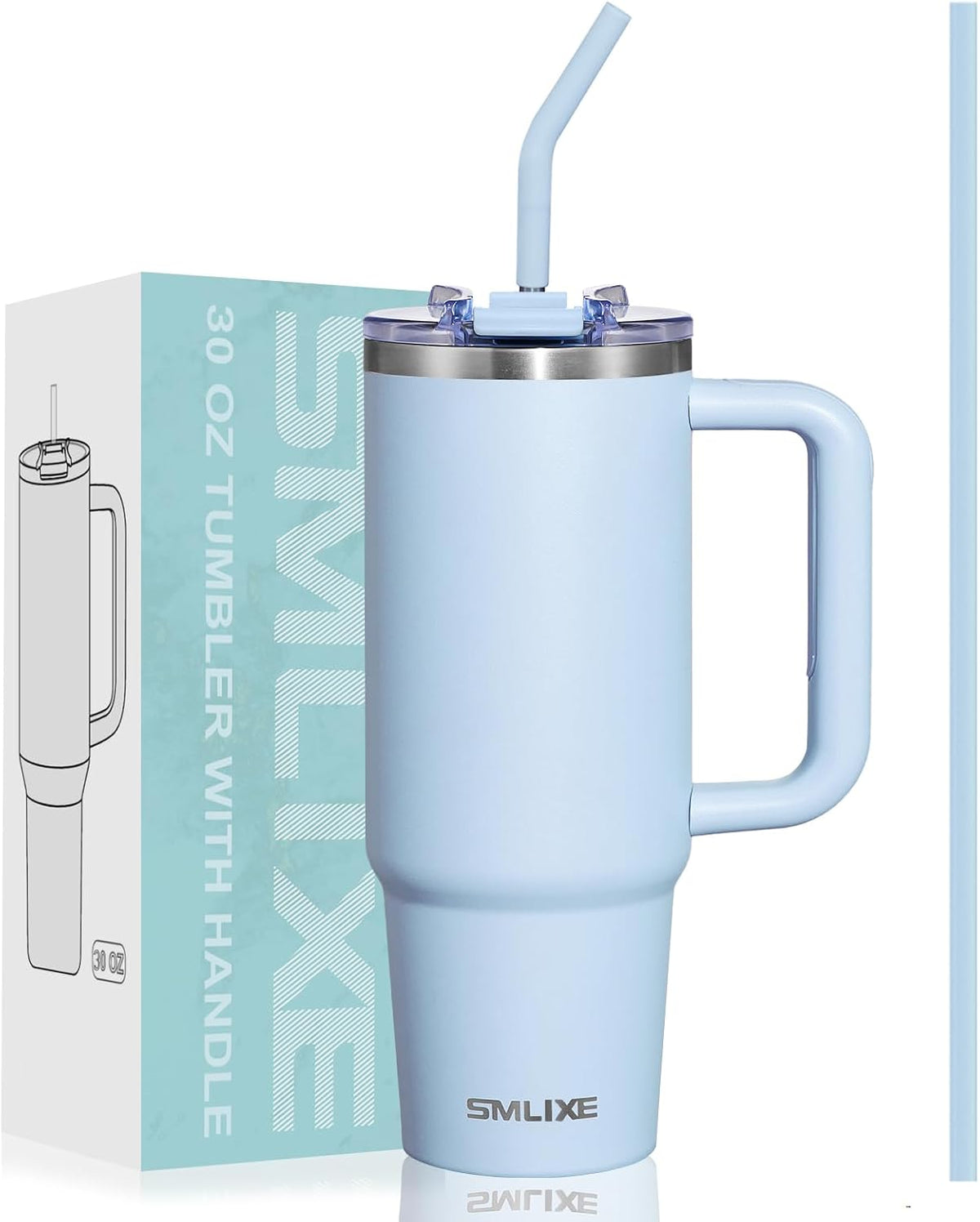 40 oz Tumbler with Handle and Straw Lid,Insulated Reusable Stainless Steel Water Bottle Travel Mug，Cupholder Friendly Double Wall Vacuum Sealed Cup (Black)