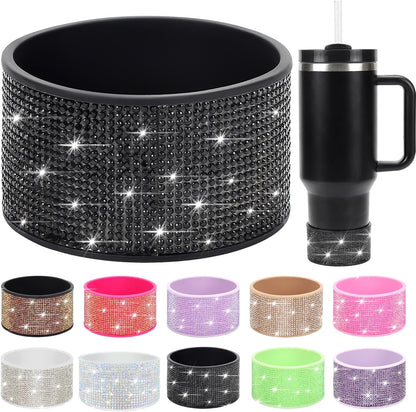 Rhinestone Silicone Boot for 40oz 30oz Stanley Quencher, Anti-Slip Silicone Protector for Qunercher Pro Tour Flip 40oz 30oz, Cup Accessories for 2.75-2.95 inch Trapezoidal Cylinder Base