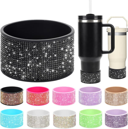 Rhinestone Silicone Boot for 40oz 30oz Stanley Quencher, Anti-Slip Silicone Protector for Qunercher Pro Tour Flip 40oz 30oz, Cup Accessories for 2.75-2.95 inch Trapezoidal Cylinder Base