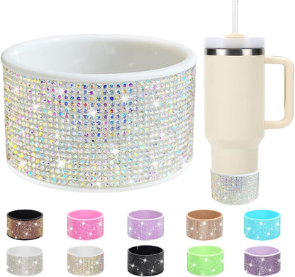 Rhinestone Silicone Boot for 40oz 30oz Stanley Quencher, Anti-Slip Silicone Protector for Qunercher Pro Tour Flip 40oz 30oz, Cup Accessories for 2.75-2.95 inch Trapezoidal Cylinder Base