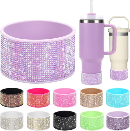 Rhinestone Silicone Boot for 40oz 30oz Stanley Quencher, Anti-Slip Silicone Protector for Qunercher Pro Tour Flip 40oz 30oz, Cup Accessories for 2.75-2.95 inch Trapezoidal Cylinder Base