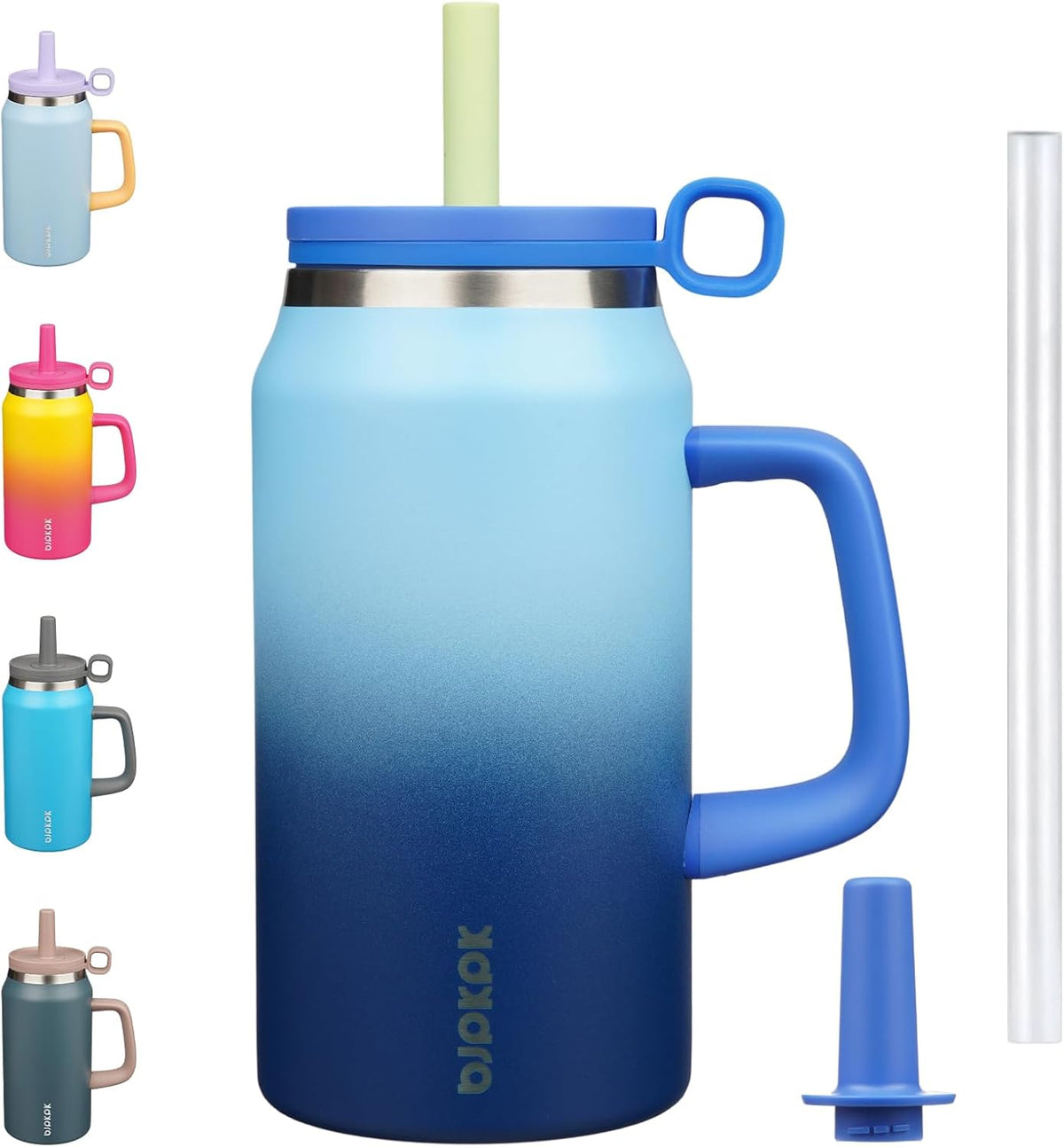 50 oz Insulated Tumbler with Handle, Straw & Lid, Stainless Steel