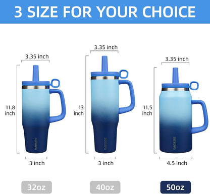 50 oz Insulated Tumbler with Handle, Straw & Lid, Stainless Steel