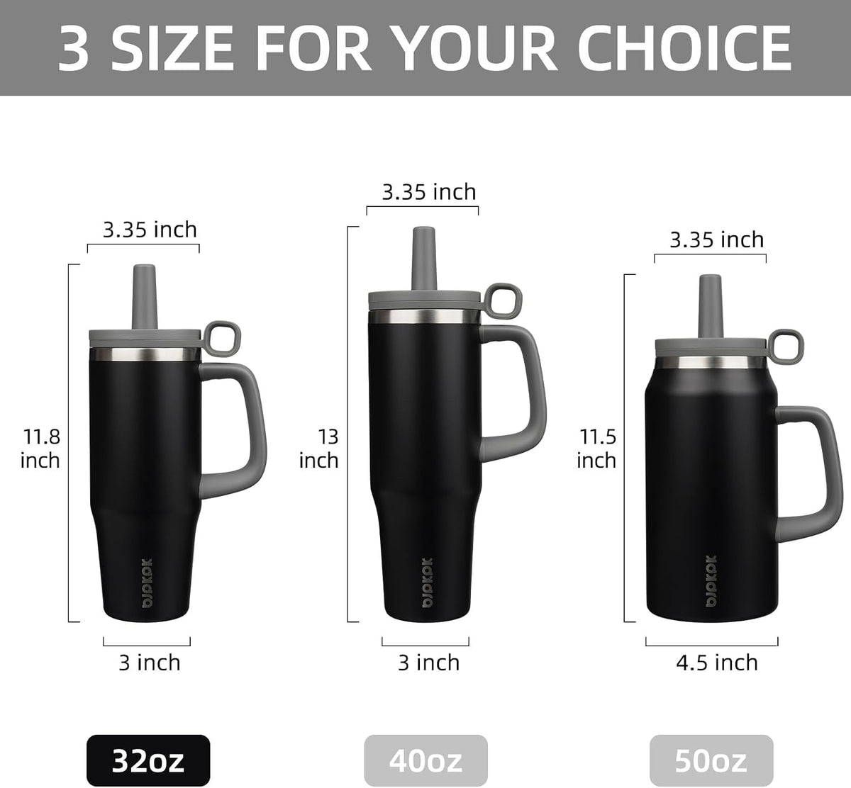 50 oz Insulated Tumbler with Handle, Straw & Lid, Stainless Steel