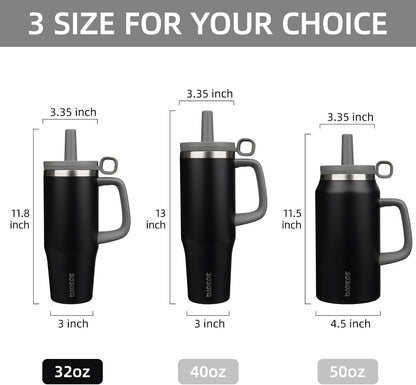 50 oz Insulated Tumbler with Handle, Straw & Lid, Stainless Steel