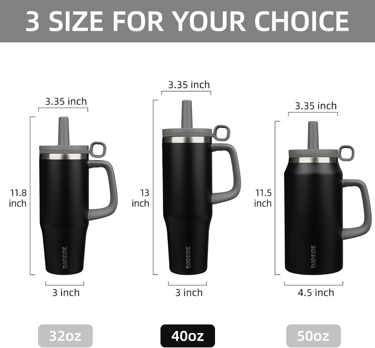50 oz Insulated Tumbler with Handle, Straw & Lid, Stainless Steel